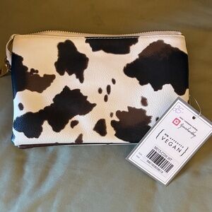 Chic Vegan Cow Print Wristlet